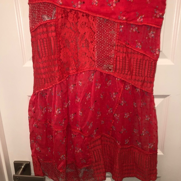 New Free People Daniella Lace Maxi Skirt In Poppy Red Sz XS - Picture 4 of 7